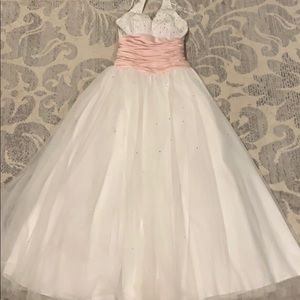Camille La Vie Pink and White Ballroom Gown Dress